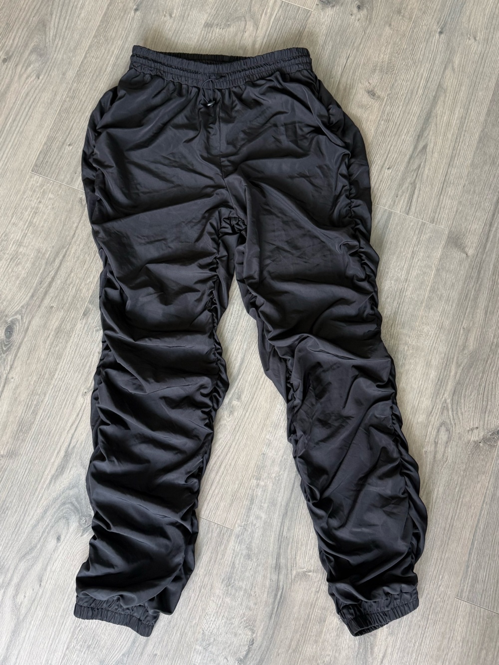 Black Ruched Track Pants - Women